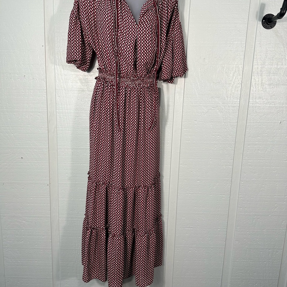 Max Studio Cream/Red Geo Print  Maxi Dress Size Small NWT - Picture 3 of 13